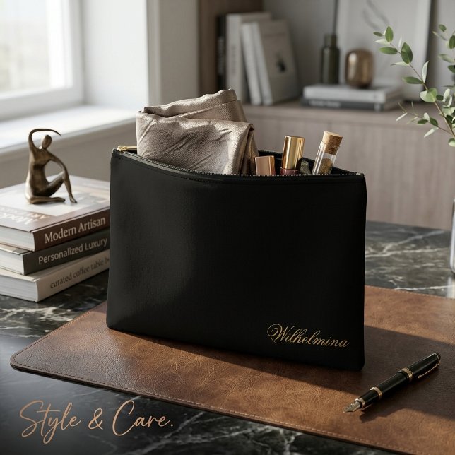 Personalized Name Small Multi Purpose Black Accessory Pouch (Personalized Name Small Multi Purpose Black Accessory Pouch)