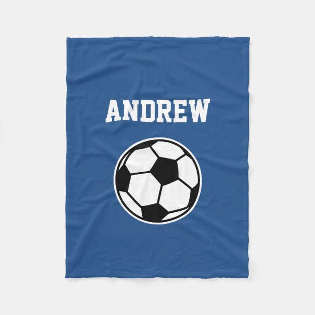 Personalized name soccer ball fleece blanket (Front)