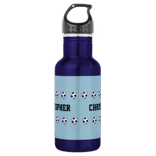 Personalized Name, Soccer Balls, Blue  532 Ml Water Bottle