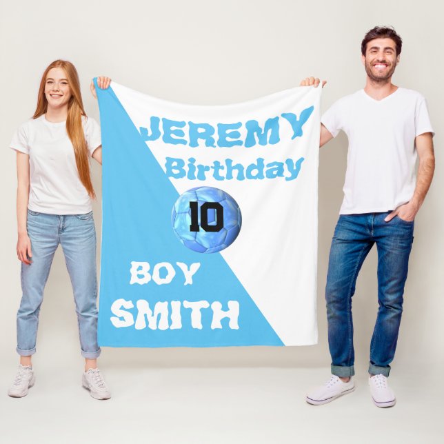 Personalized name soccer birthday sport fleece blanket (In Situ)