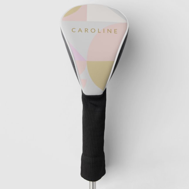 Personalized Name Soft Pastel Geometric Golfer Golf Head Cover (Front)