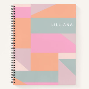 Personalized Name Soft Pastel Geometric Modern Notebook