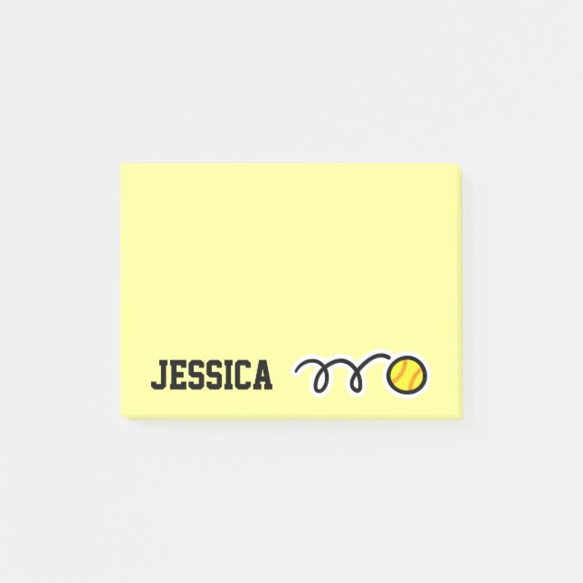 Personalized name softball Post-it® notes (Front)