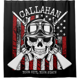 Personalized NAME Soldier Skull Dual Guns USA Flag
