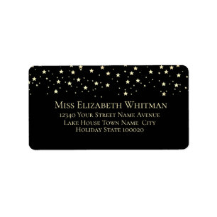 Personalized Name Stars Black Address Label