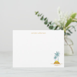 Personalized Name Stationery Beach Palm Tree Cute Card