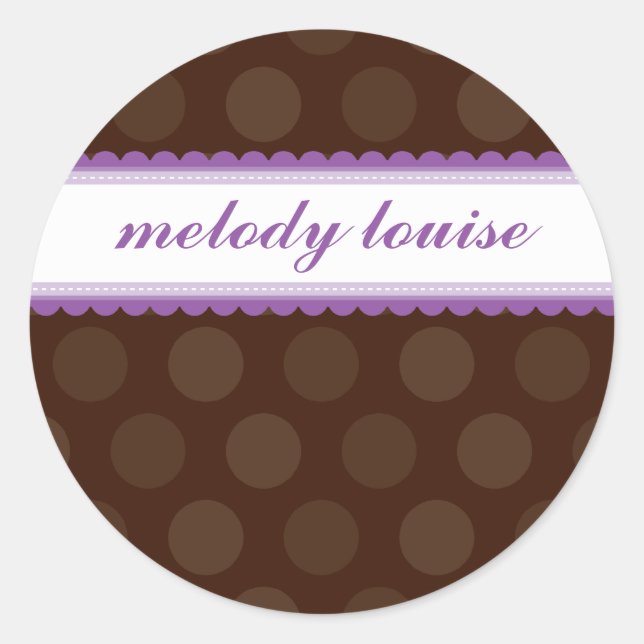PERSONALIZED NAME STICKERS :: chocolate drop 8 (Front)