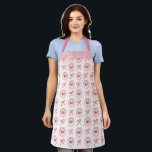 Personalized Name Strawberry Coquette Bow Pink Apron<br><div class="desc">Add sweetness to your kitchen with this personalized apron featuring a repeating strawberry and bow pattern in soft pink and red hues. With the name elegantly printed across the top, this coquette design is perfect for baking days, tea parties, or crafting fun. A cute and practical gift for foodies, bakers,...</div>