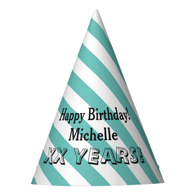 Personalized name striped Birthday party hats (Front)