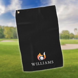 Personalized Name Stylish Fox And Ball Golf Towel