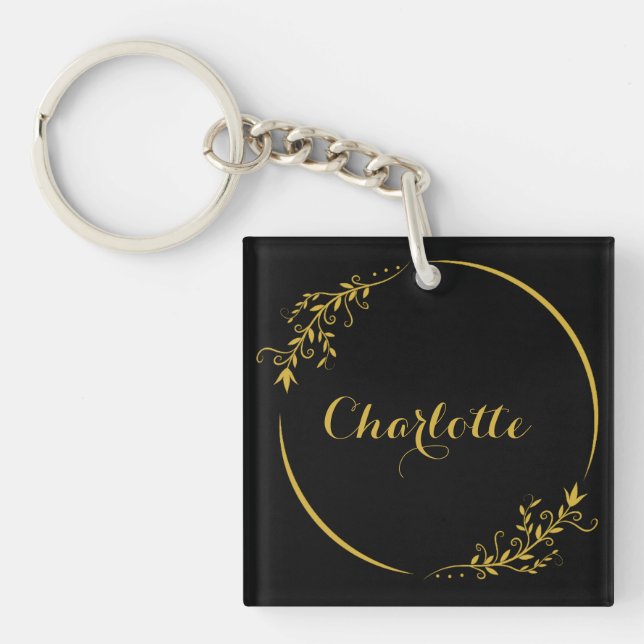Personalized Name Stylish Frame Decorative Acrylic Keychain (Front)
