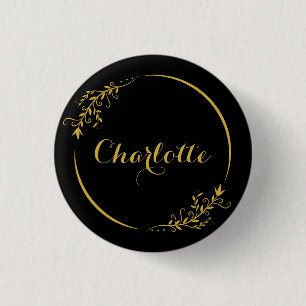 Personalized Name Stylish Frame Decorative Button