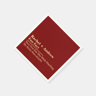 Personalized Name Stylish Fun Fact Wedding Napkins