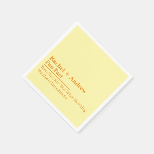 Personalized Name Stylish Fun Fact Wedding Napkins (Corner)