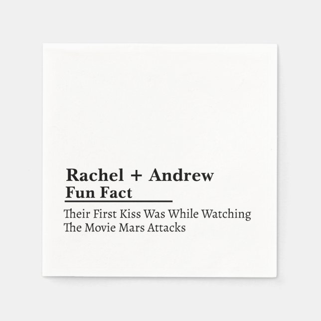 Personalized Name Stylish Fun Fact White Napkins (Front)