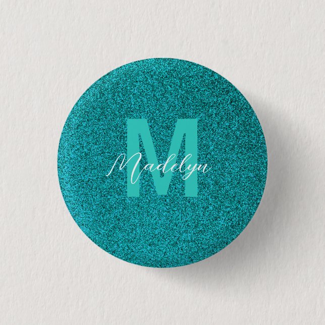 Personalized Name Stylish Glitter green 1 Inch Round Button (Front)