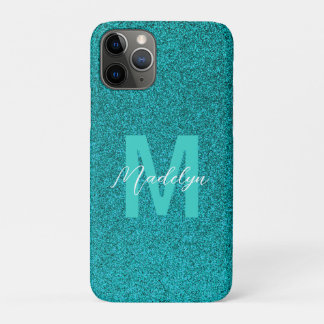 Personalized Name Stylish Glitter green iPhone 11 Pro Case
