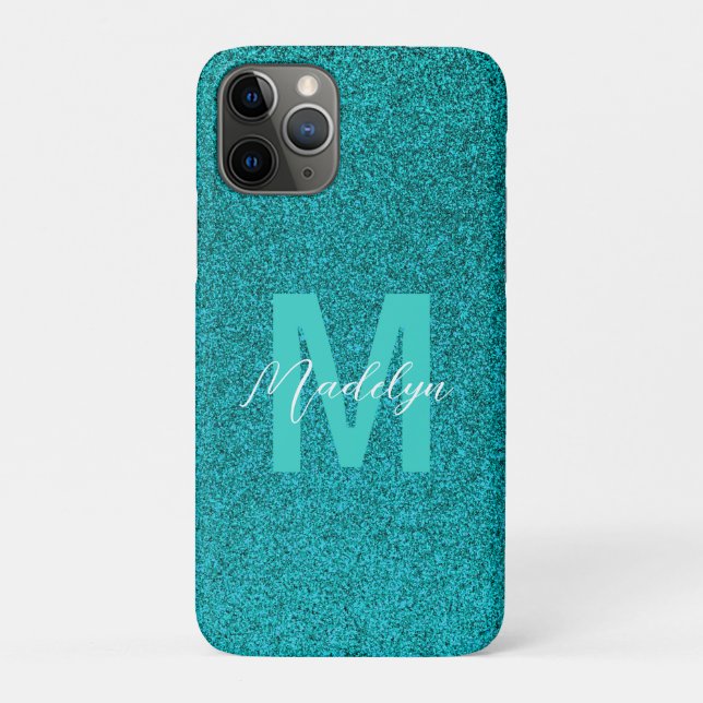 Personalized Name Stylish Glitter green Case-Mate iPhone Case (Back)