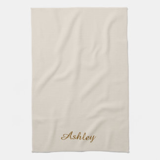 Personalized Name Stylish Modern Elegant Beige Kitchen Towel