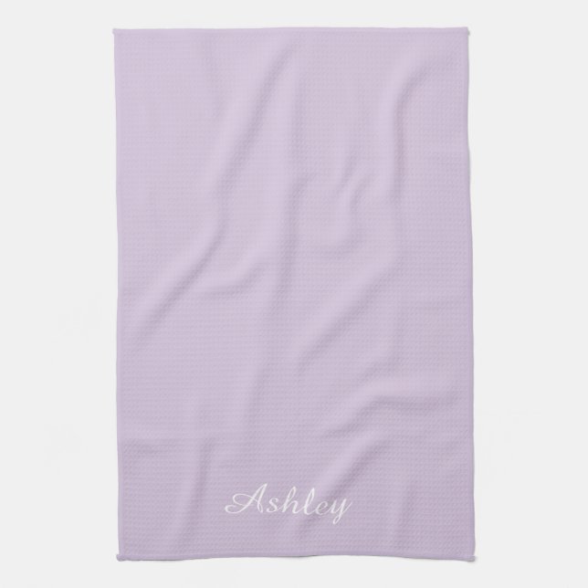 Personalized Name Stylish Modern Elegant lavender Kitchen Towel (Vertical)