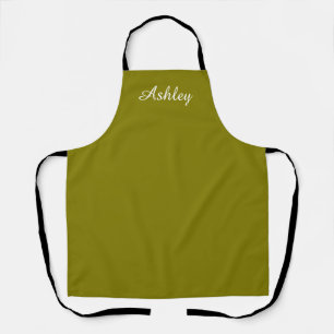 Personalized Name Stylish Modern Elegant Olive Apron