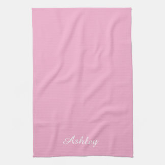 Personalized Name Stylish Modern Elegant Pink Kitchen Towel