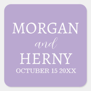 Personalized Name Stylish Modern Elegant Wedding Square Sticker