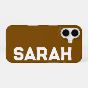 Personalized Name Stylish Modern Minimal Brown iPhone 16 Case