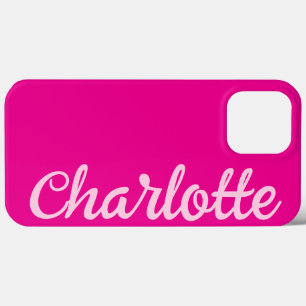 Personalized Name Stylish Modern Minimal Hot Pink iPhone 13 Pro Max Case