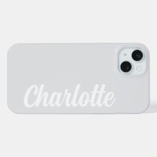 Personalized Name Stylish Modern Minimal LightGrey iPhone 15 Plus Case