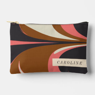 Personalized Name Stylish Retro Trendy Marble Art Accessory Pouch