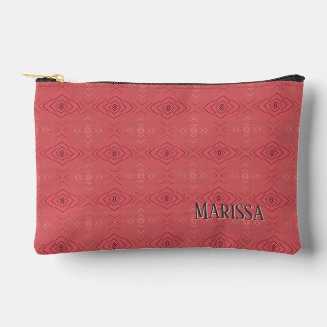 Personalized Name Subtle Pattern Pink  Accessory Pouch (Front)