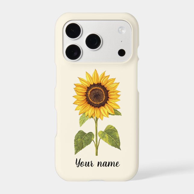 Personalized Name Sunflower iPhone Case (Back)