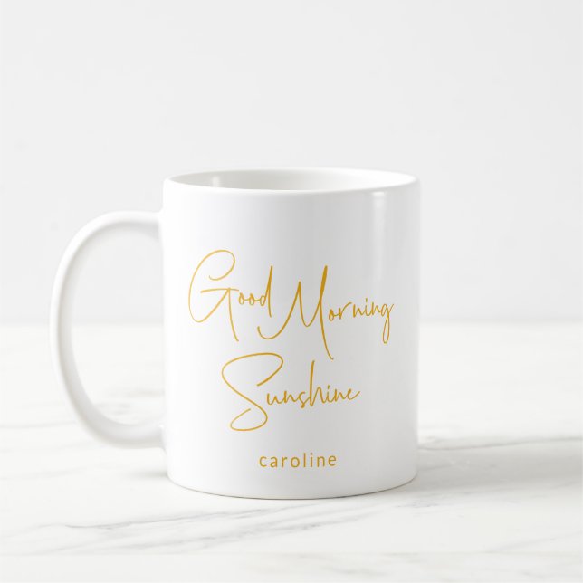 Personalized Name Sunshine Morning Cute Modern  Coffee Mug (Left)