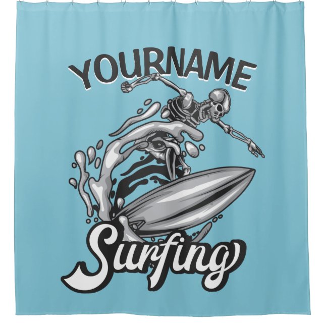 Personalized NAME Surfer Big Wave Skeleton Surfing (Front)