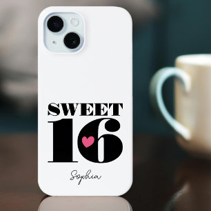 Personalized Name Sweet 16 Birthday Retro White iPhone 15 Case