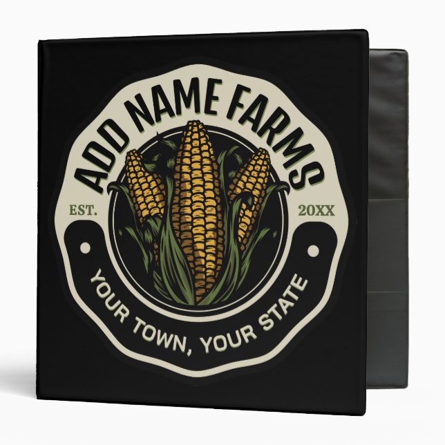 Personalized NAME Sweet Corn Garden Farm Farmer  Binder (Front/Inside)