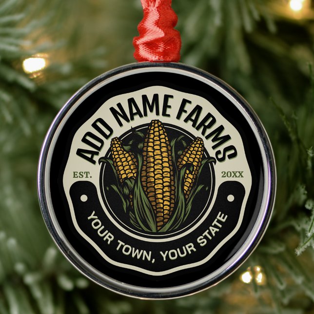 Personalized NAME Sweet Corn Garden Farm Farmer Metal Ornament (Creator Uploaded)