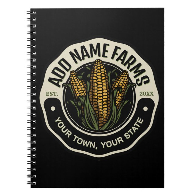 Personalized NAME Sweet Corn Garden Farm Farmer Notebook (Front)