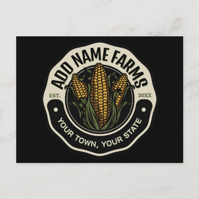 Personalized NAME Sweet Corn Garden Farm Farmer Postcard (Front)