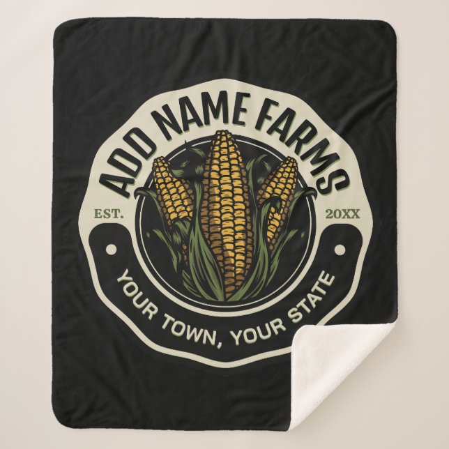Personalized NAME Sweet Corn Garden Farm Farmer  Sherpa Blanket (Front)