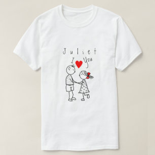 Personalized Name T-Shirt with Text - I Love You