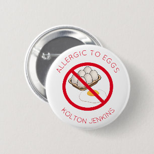 Personalized Name Tag Egg Allergy Button