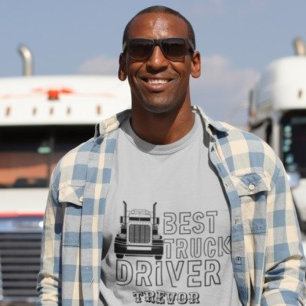 Personalized Name Tan Best Truck Driver Carrier T-Shirt