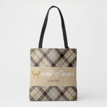 Personalized Name Tartan Maid Of Honour Bridesmaid