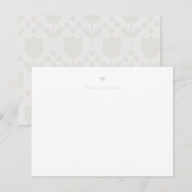 Personalized Name Taupe Neutral Heart Card (Front/Back)