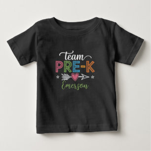 Personalized Name Team Pre-K PreSchool Teacher Baby T-Shirt