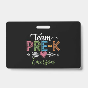 Personalized Name Team Pre-K PreSchool Teacher Badge