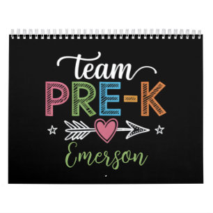 Personalized Name Team Pre-K PreSchool Teacher Calendar