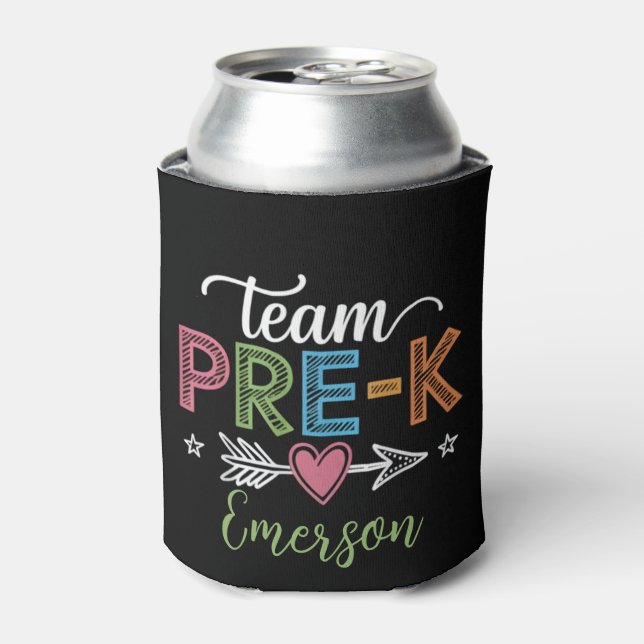 Personalized Name Team Pre-K PreSchool Teacher  Can Cooler (Can Front)